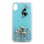 Wholesale iPhone XR 3D Deer Crystal Diamond Shiny Case (Blue)